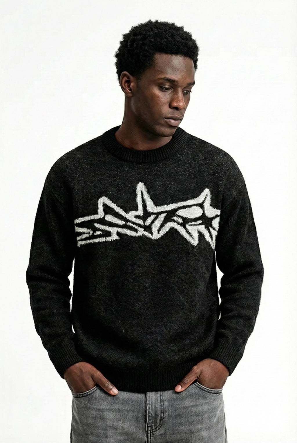 Belvaco Men’s Oversized Wool Graphic Sweater